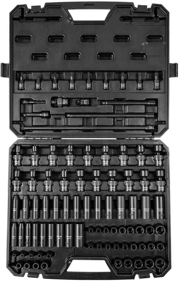 VEVOR 3/8" smūginiai galvučių rinkinys, 90 vnt.