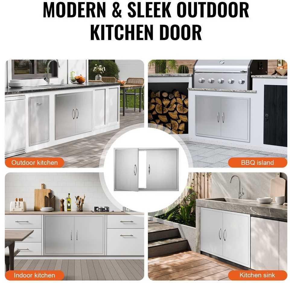 VEVOR 990x660 mm lauko virtuvės durys iš nerūdijančio plieno