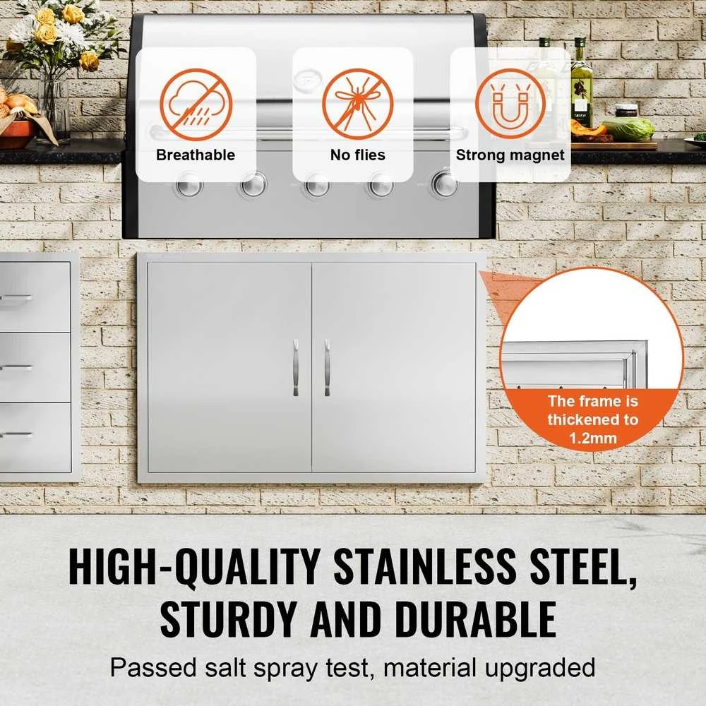 VEVOR 990x660 mm lauko virtuvės durys iš nerūdijančio plieno