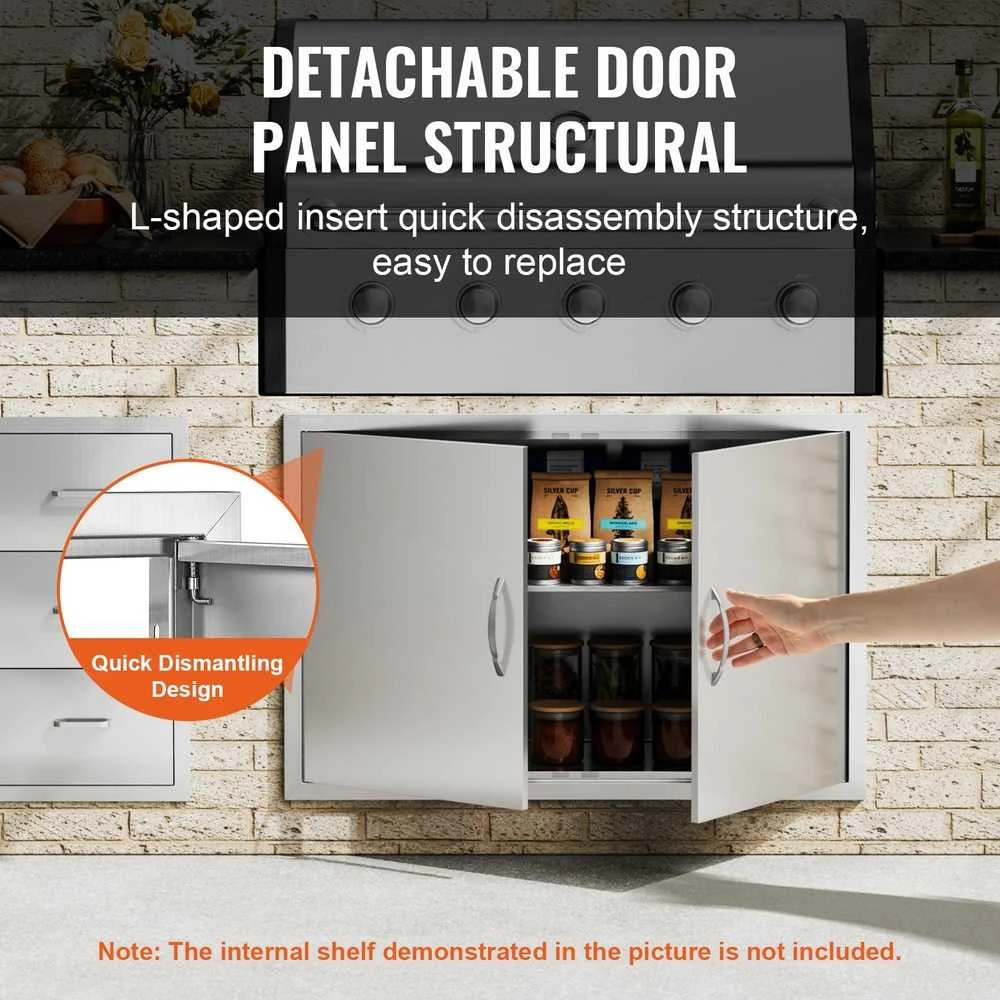 VEVOR 990x660 mm lauko virtuvės durys iš nerūdijančio plieno