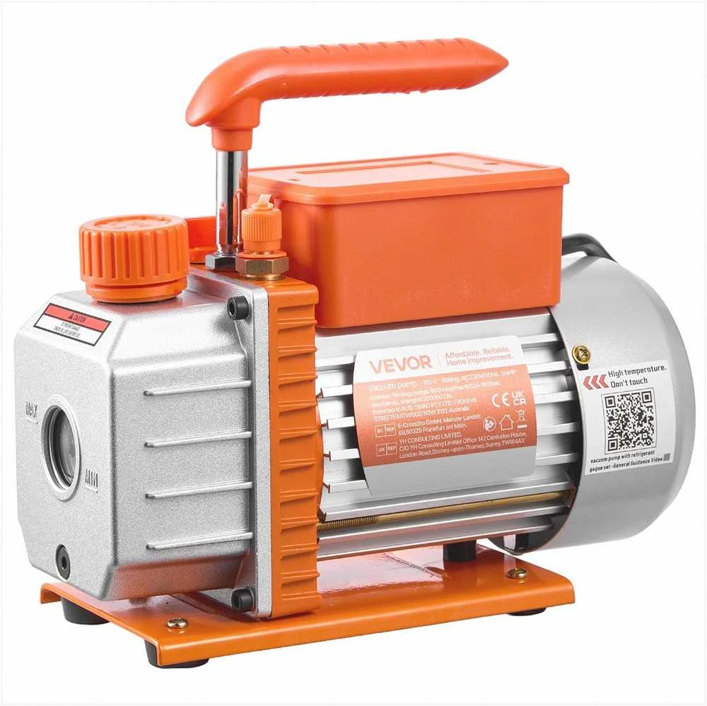 AC vakuuminis siurblys ir manometrų rinkinis, automobilių HVAC kondicionavimui, 3.5 CFM vienpakopis rotacinis siurblys, kolektoriaus manometrų komplektas, šaldymo įrangos įrankiai