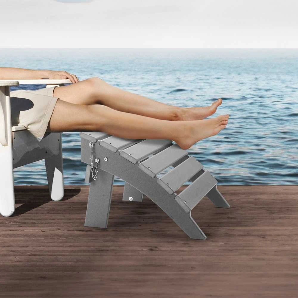 Adirondack pufas laukui, sulankstoma HDPE kojų atrama, pilka, 430 x 480 x 330 mm