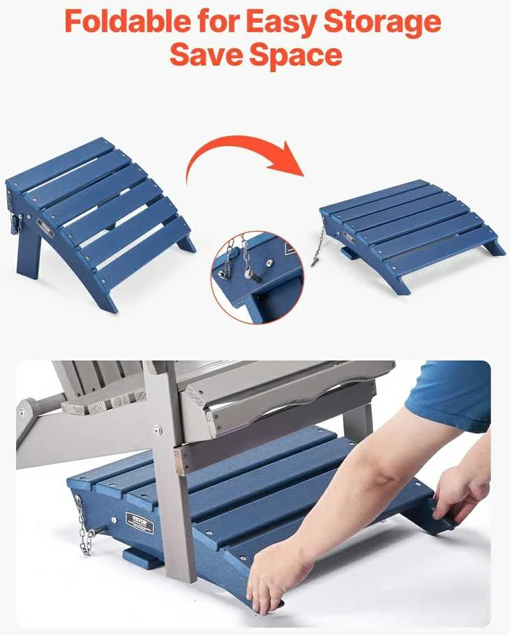 Adirondack pufas laukui, sulankstomas pakojis, mėlynas pakojis, 330 mm Adirondack pufas
