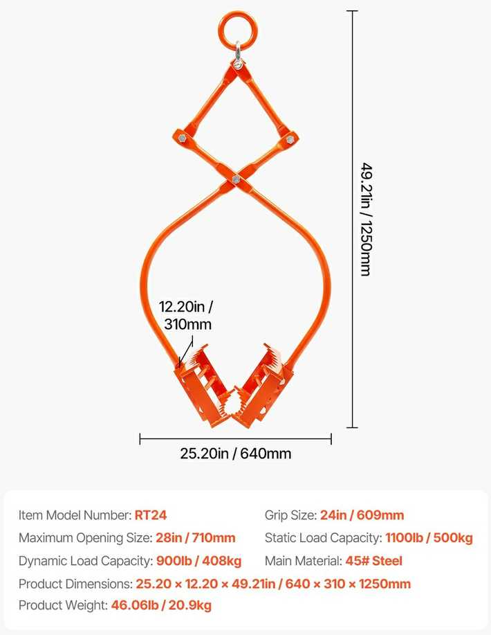 Akmens žnyplės 60.96 cm, erelio griebtuvu, tvirtos, plieninės, rąstų griebtuvas, medienos keltuvas