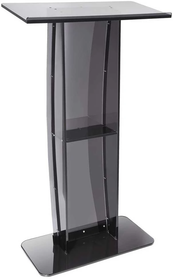 Akrilinis podiumas 119.8 cm, su plačia lentyna ir saugykla, stovas bažnyčiai, biurui, mokyklai, juodas pamokslininko stalas, skaitymo pakyla, prezentacijų stovas