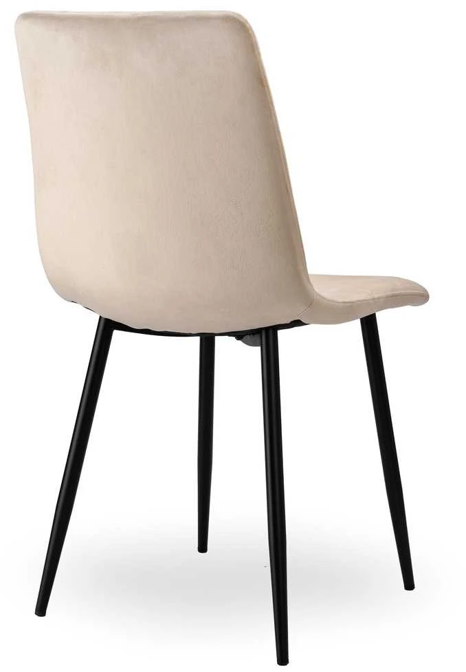 Aksominis krėslas DEXTER, smėlio spalvos, dygsniuotas, metalinėmis kojelėmis, 89 cm aukščio, valgomojo kėdė, virtuvės krėslas, minkštas krėslas