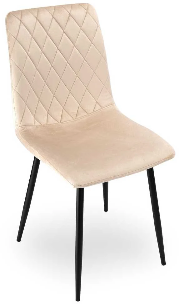 Aksominis krėslas DEXTER, smėlio spalvos, dygsniuotas, metalinėmis kojelėmis, 89 cm aukščio, valgomojo kėdė, virtuvės krėslas, minkštas krėslas