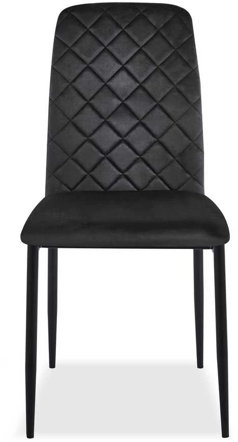 Aksominis valgomojo kėdė svetainei, dygsniuotas dizainas, juodos metalinės kojos, 90 cm aukščio, minkšta kėdė su atlošu, moderni valgomojo kėdė