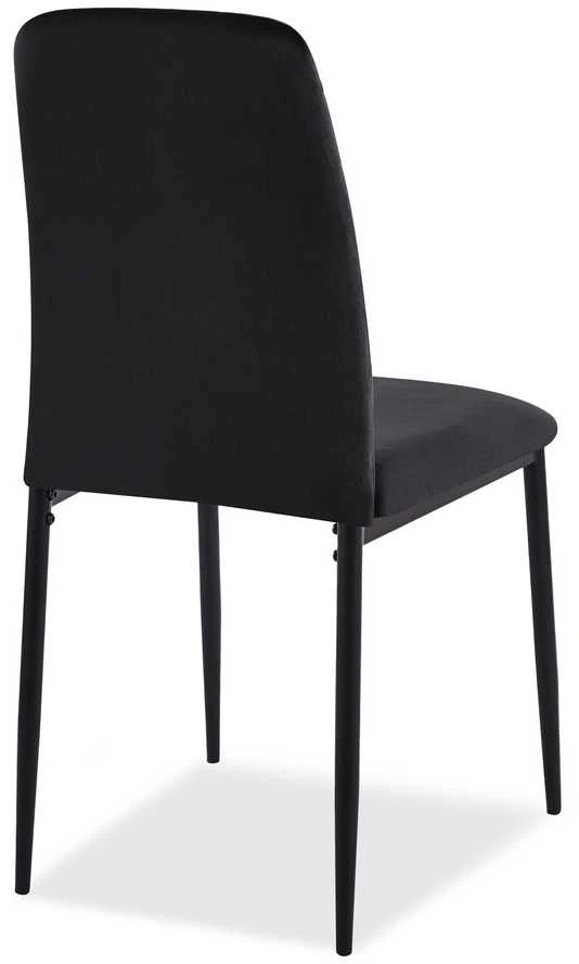 Aksominis valgomojo kėdė svetainei, dygsniuotas dizainas, juodos metalinės kojos, 90 cm aukščio, minkšta kėdė su atlošu, moderni valgomojo kėdė