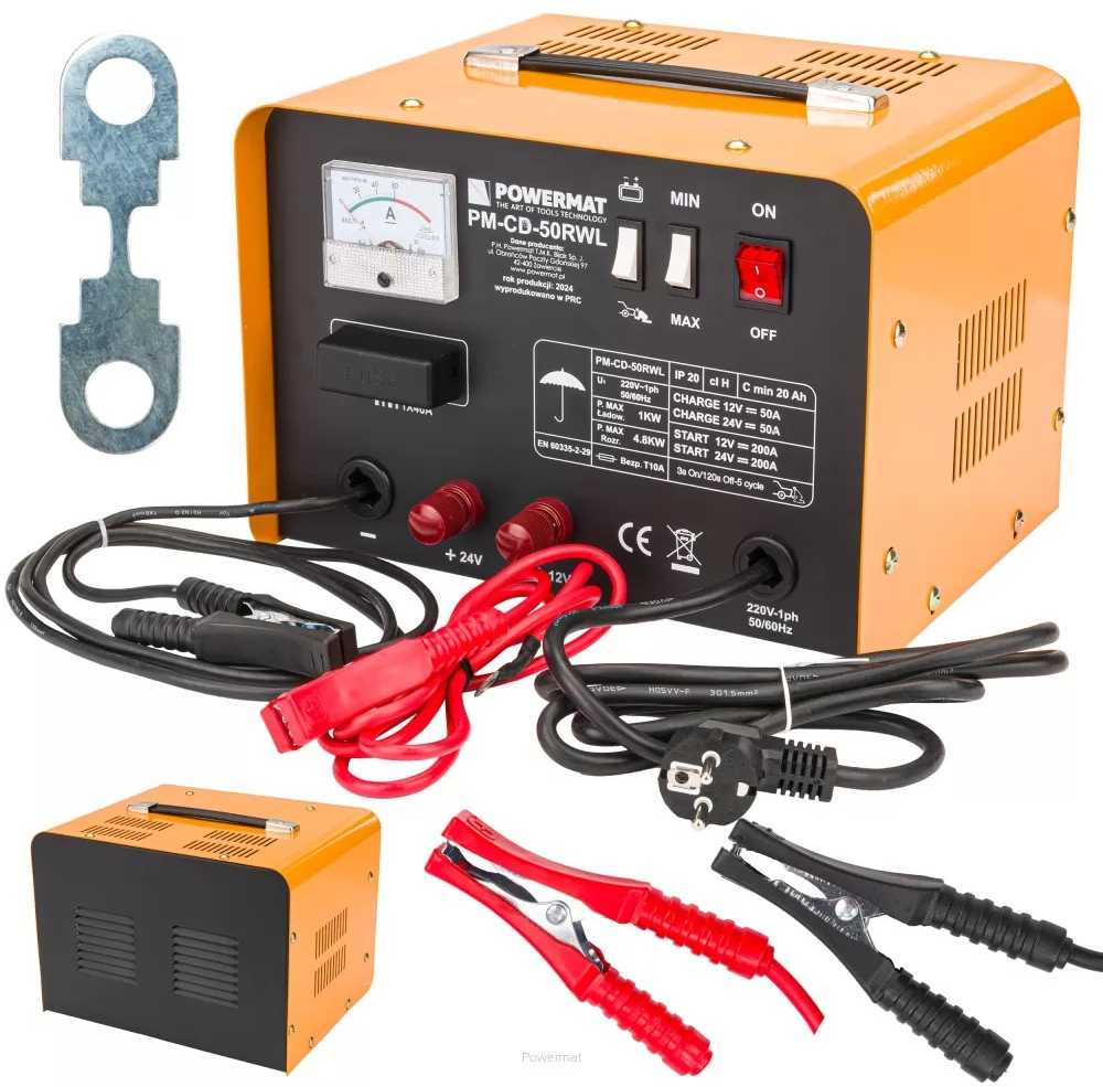 Powermat Akumuliatoriaus įkroviklis, 12V/24V akumuliatoriaus įkroviklis su 200A paleidėju, automobilio akumuliatoriaus įkroviklis, didelio galingumo akumuliatoriaus įkroviklis