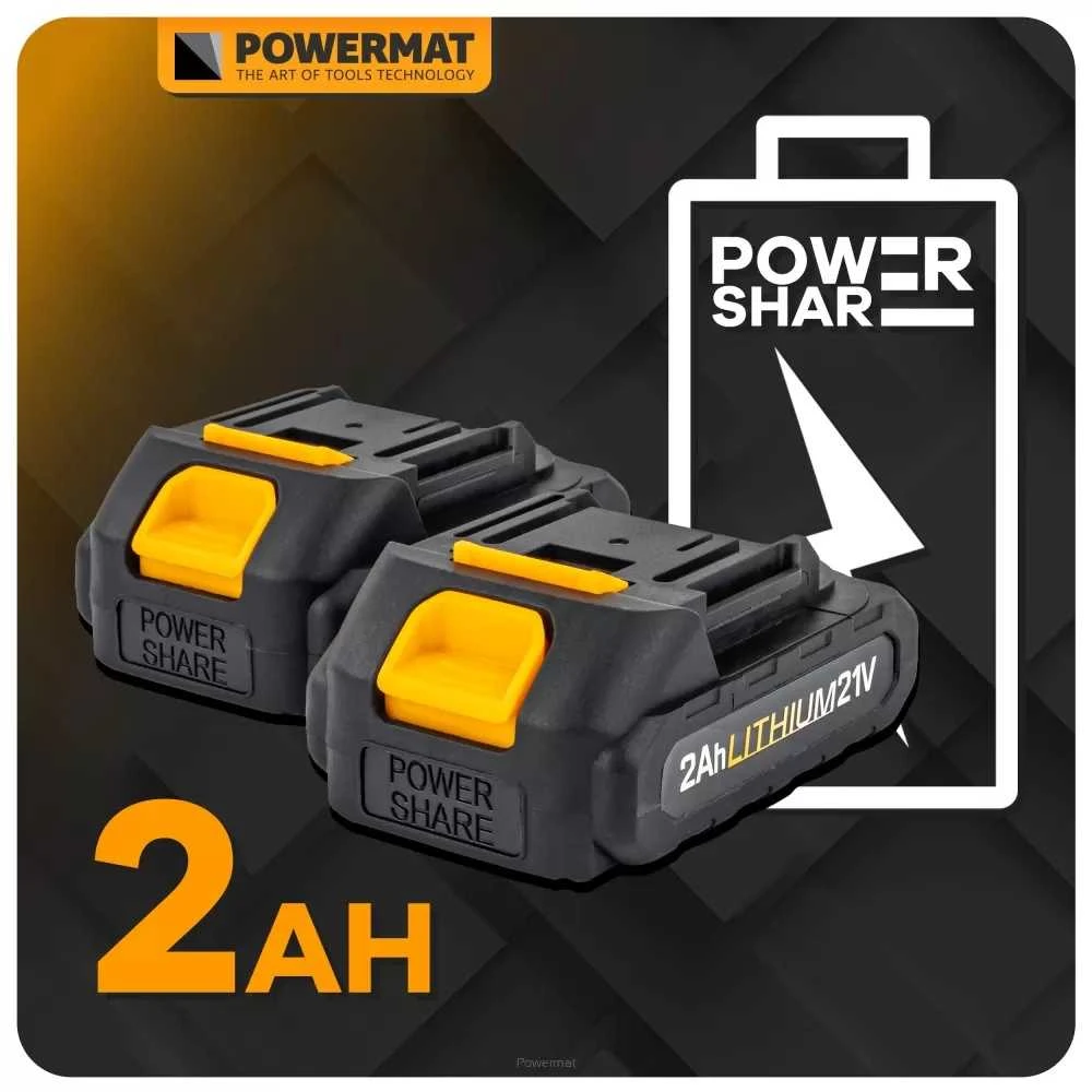 Powermat Akumuliatorinės gyvatvorių žirklės, 21V maitinamos akumuliatoriumi, 450mm ašmenų ilgis, su 2x 2Ah akumuliatoriais, sodo priežiūrai, krūmų formavimui ir topiarui