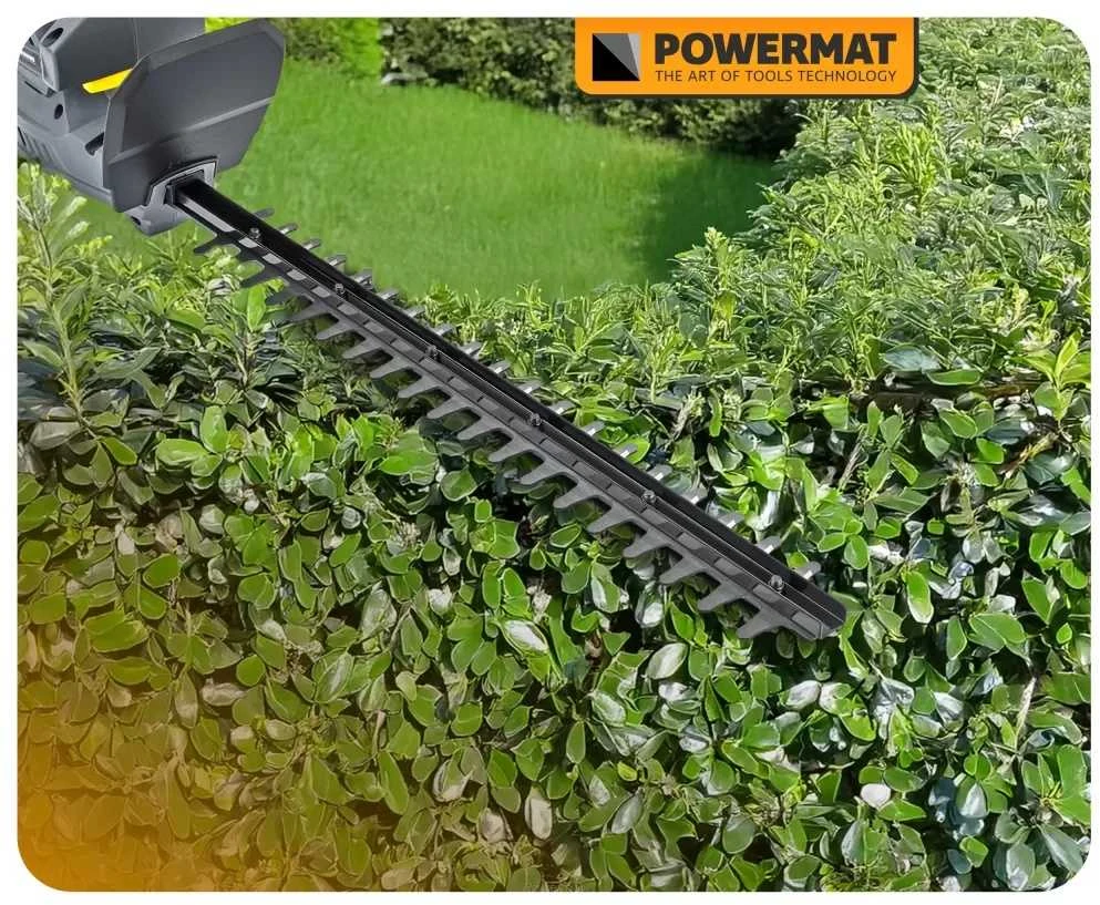 Powermat Akumuliatorinės gyvatvorių žirklės, 21V maitinamos akumuliatoriumi, 450mm ašmenų ilgis, su 2x 2Ah akumuliatoriais, sodo priežiūrai, krūmų formavimui ir topiarui