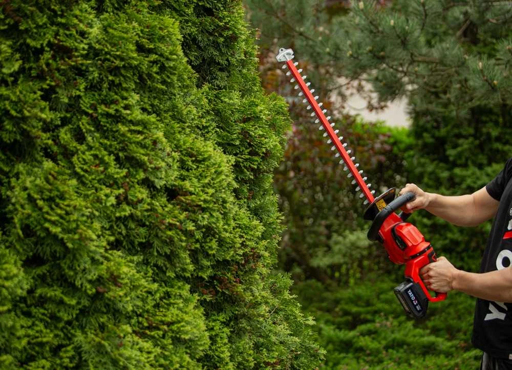 Akumuliatorinės gyvatvorių žirklės 55 cm, su pasukama rankena, skirtos gyvatvorių karpymui, elektrinės gyvatvorių žirklės, sodo žirklės