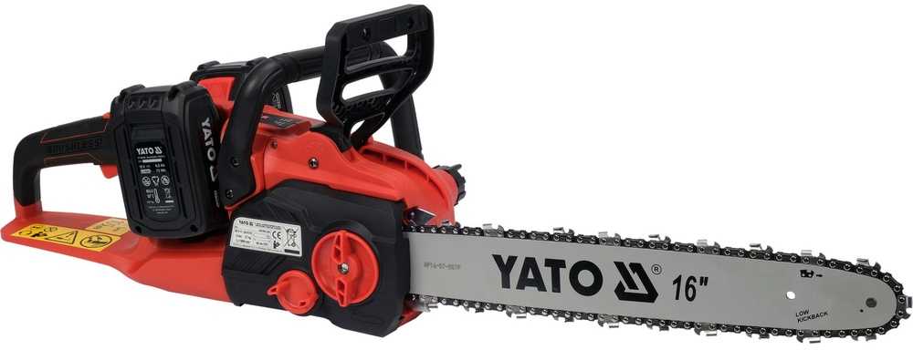 Yato Akumuliatorinis grandininis pjūklas, 36V, 400 mm juosta, didelis grandinės greitis, malkoms, medžių pjovimui, statyboms ir stogams