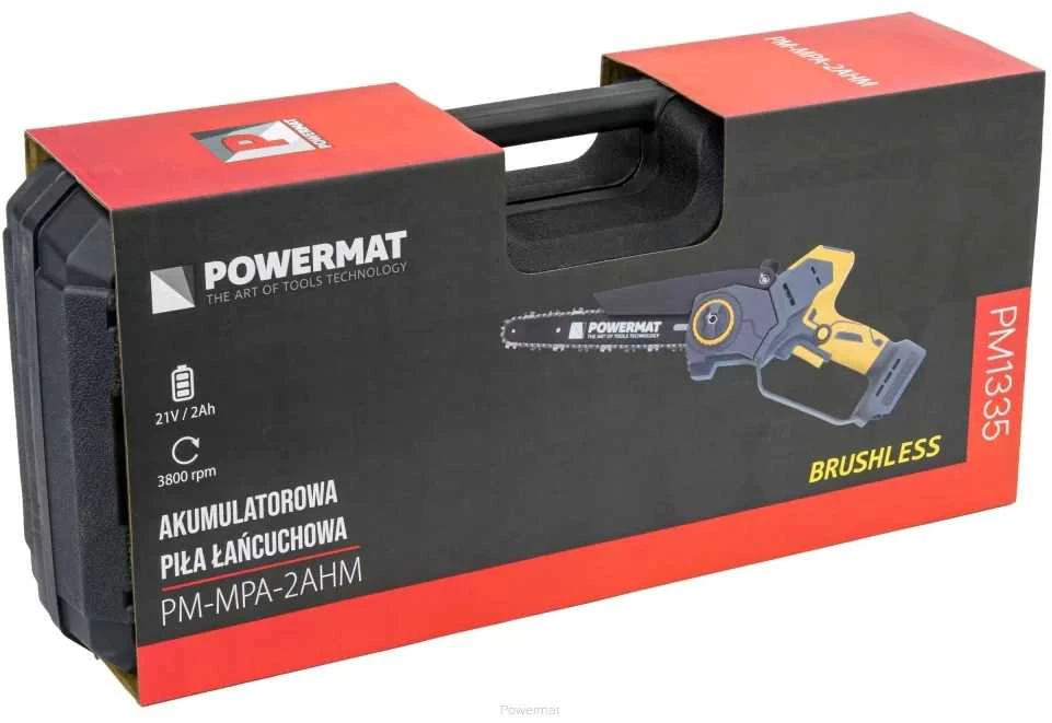 Powermat Akumuliatorinis grandininis pjūklas, sodo naudojimui, 21V baterija, 8 colių grandininis pjūklas, mini grandininis pjūklas su baterijomis