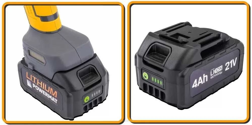 Akumuliatorinis kampinis šlifuoklis PowerMat, 21V Li-ion 125mm