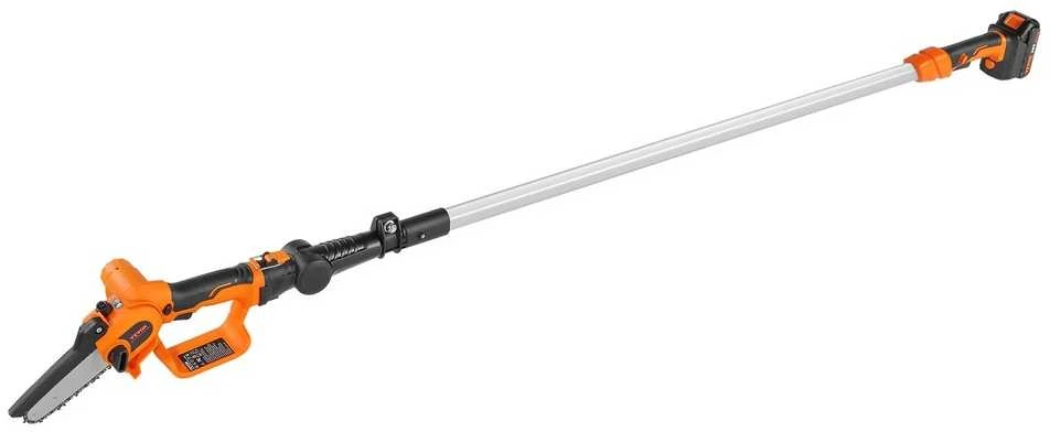 Akumuliatorinis kotinis pjūklas ir mini grandininis pjūklas, 20 V 2 Ah, 12.7 cm pjovimo gylis, 2.43 m ilgis, šakų genėjimui, medžių priežiūrai, aukštapjovė