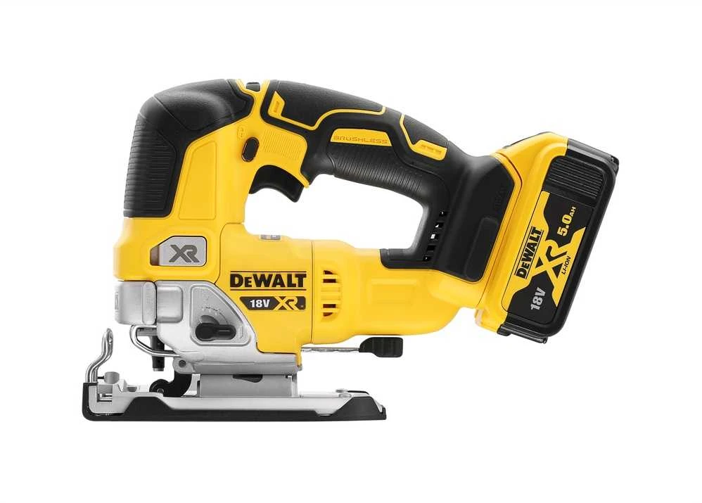 Akumuliatorinis siaurapjūklis DeWalt DCS334P2-QW; 18 V; 2x5,0 Ah akum.