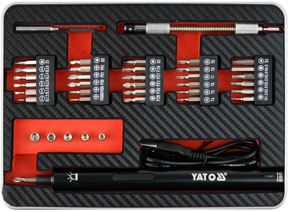YATO PRECISION ATRUKTUVAS AKU 3.6V SU ANT 39vnt.