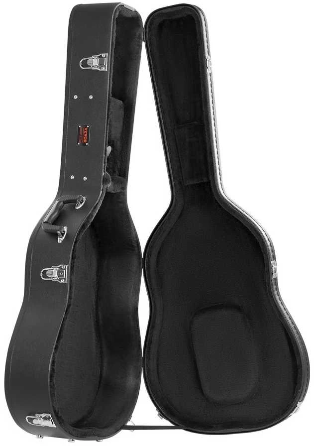 Akustikos gitaros dėklas 39-41 colių, neperšlampamas, juodas, kriaušės formos, gitaros dėklas kietas