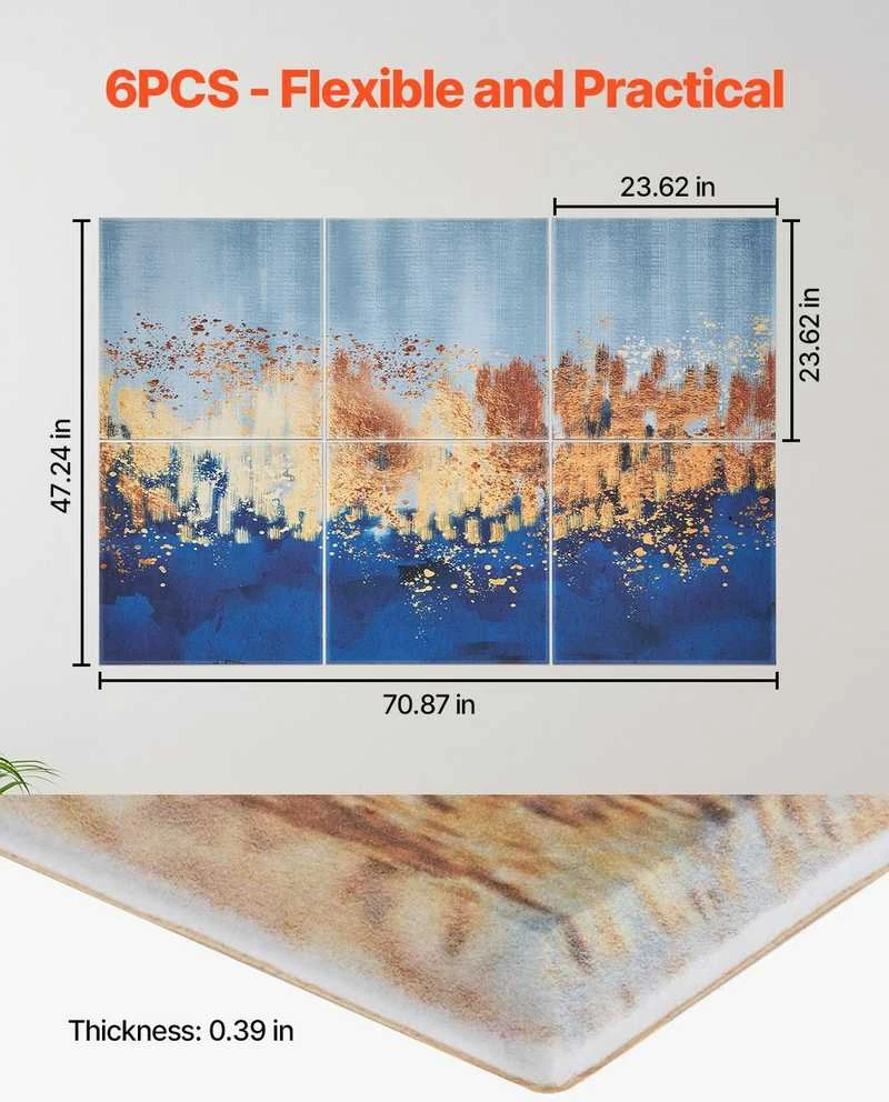 VEVOR 6 dalių akustinės plokštės 60 cm su lipduku