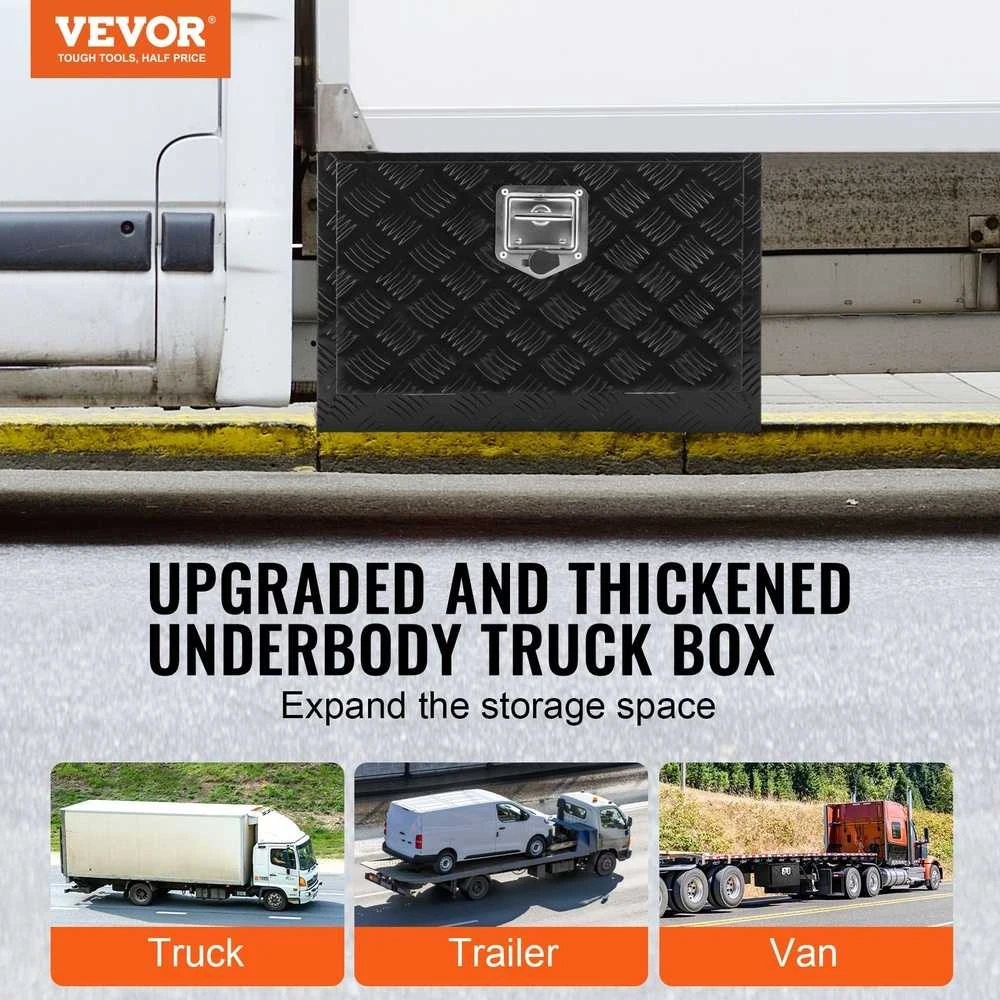 Aliuminio įrankių dėžė sunkvežimiui, priekabai, RV, 24x12x14 colių, po kėbulu, tvirta, daiktadėžė, įrankių saugykla