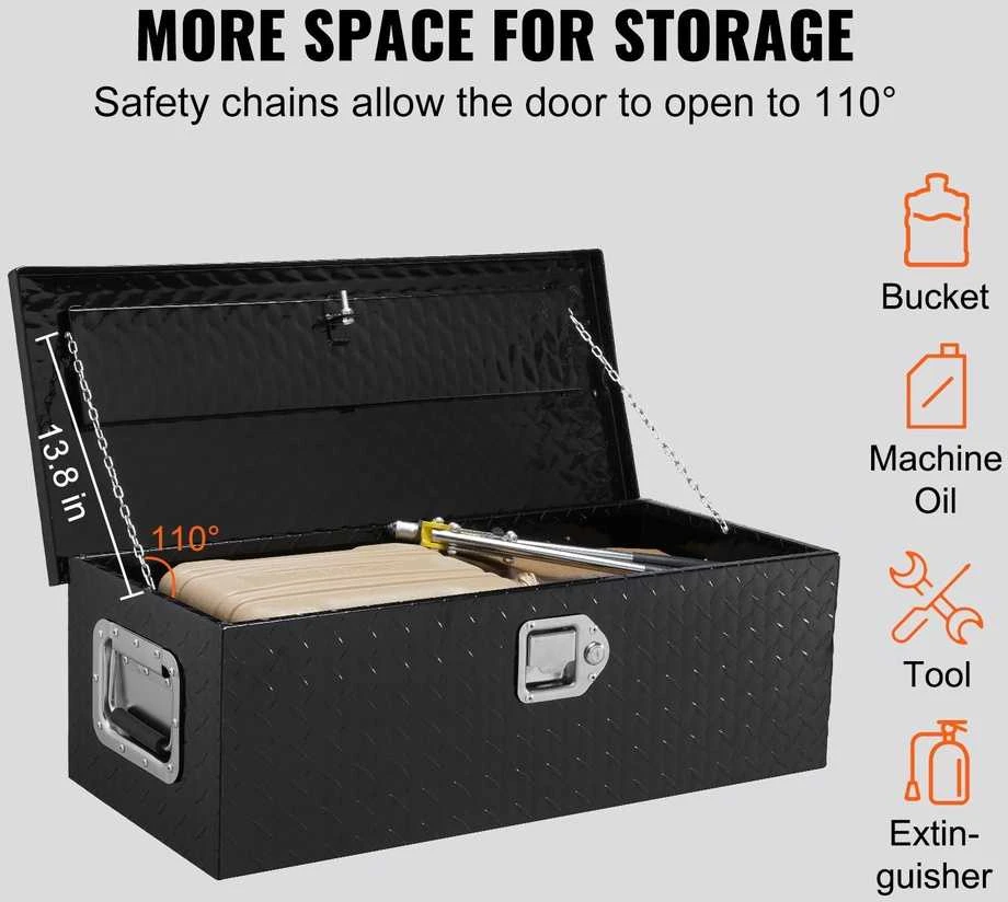 Aliuminio sunkvežimio įrankių dėžė, didelio atsparumo, užrakinama, 64L talpos