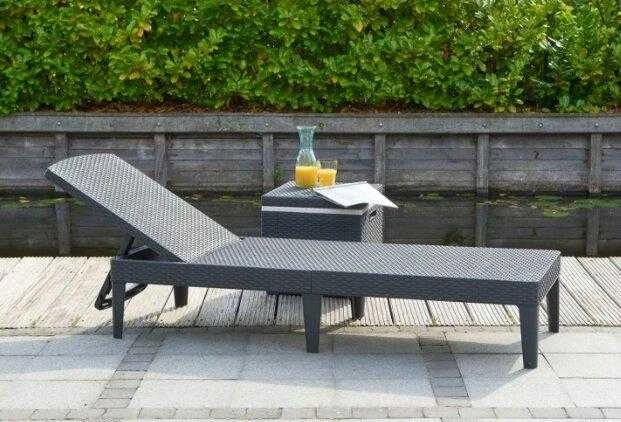 Allibert šezlongas, pilkas plastikinis