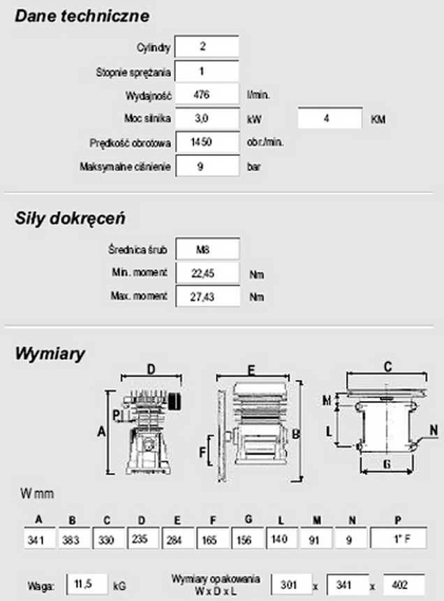 Alyvos kompresoriaus siurblys, 10 Bar, 476 l/min, 2 stūmoklių, oro įrankiams, pramoniniam naudojimui, dirbtuvių įranga