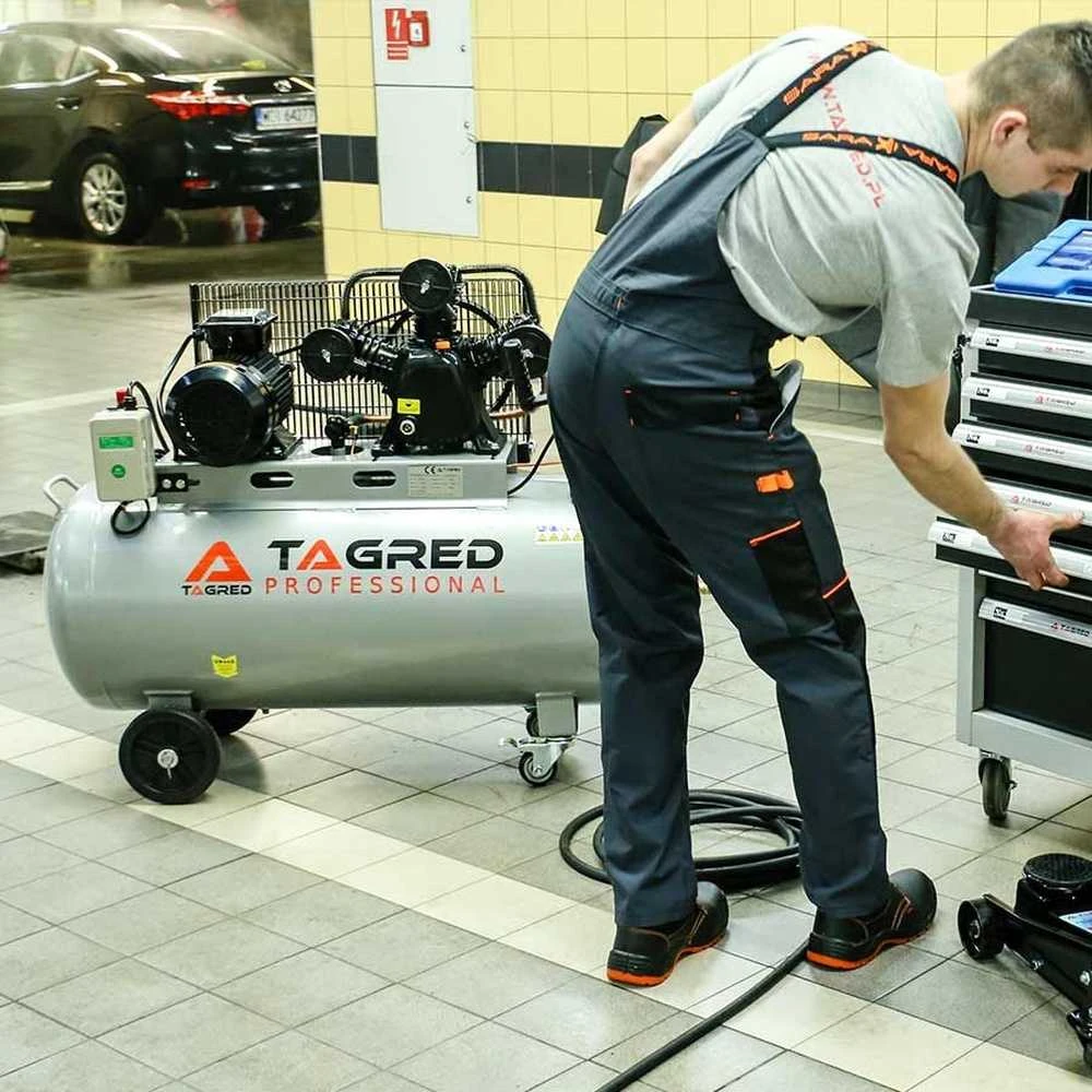 Alyvos kompresorius, 100L oro kompresorius, 400V, 3 stūmoklių kompresorius garažui, dirbtuvėms ir žemės ūkio reikmėms