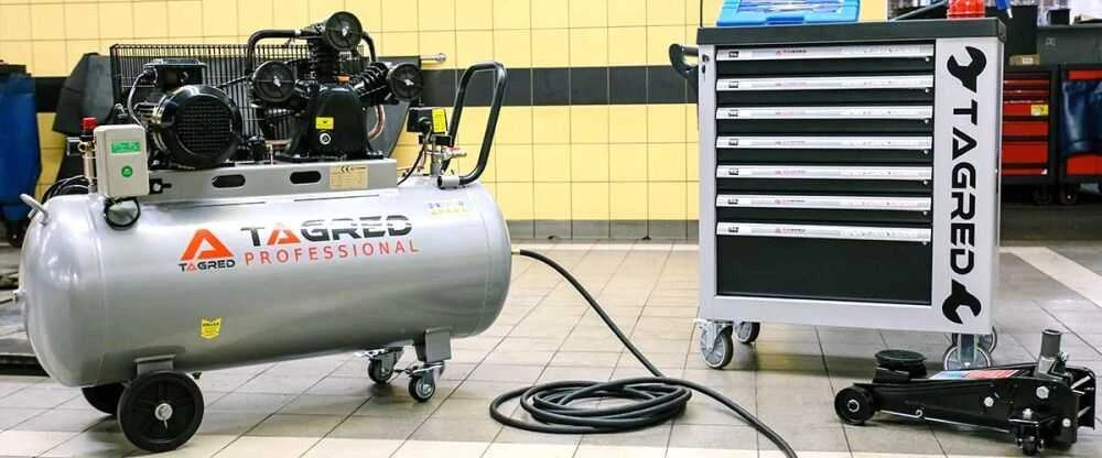 Alyvos kompresorius, 100L oro kompresorius, 400V, 3 stūmoklių kompresorius garažui, dirbtuvėms ir žemės ūkio reikmėms