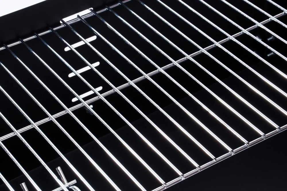 Anglies kepsninė su ratukais, reguliuojamu aukščiu, iešmu, juoda lauko BBQ grilius, šašlykinė, kepimo grotelės