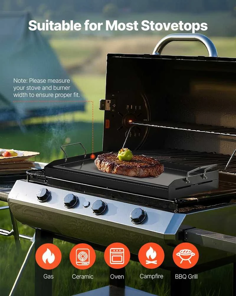 Anglinio Plieno Kepimo Plokštė, Universali Plokščia Viršutinė Plokštė BBQ, Teppanyaki, Nešiojami Šeimos Indai, Stovyklavimo Kepimo Plokštė, 61x40.6 cm Stačiakampė Kepimo Plokštė