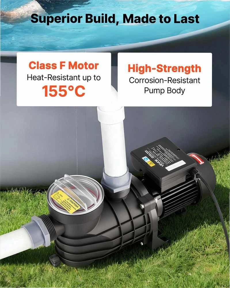 Antžeminio baseino siurblys, 250 W vieno greičio siurblys baseinams ir SPA, su filtro krepšeliu, plaukimo baseino cirkuliacinis siurblys, masažinės vonios siurblys, vandens filtravimo įranga