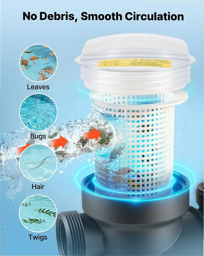 Antžeminio baseino siurblys, 250 W vieno greičio siurblys baseinams ir SPA, su filtro krepšeliu, plaukimo baseino cirkuliacinis siurblys, masažinės vonios siurblys, vandens filtravimo įranga