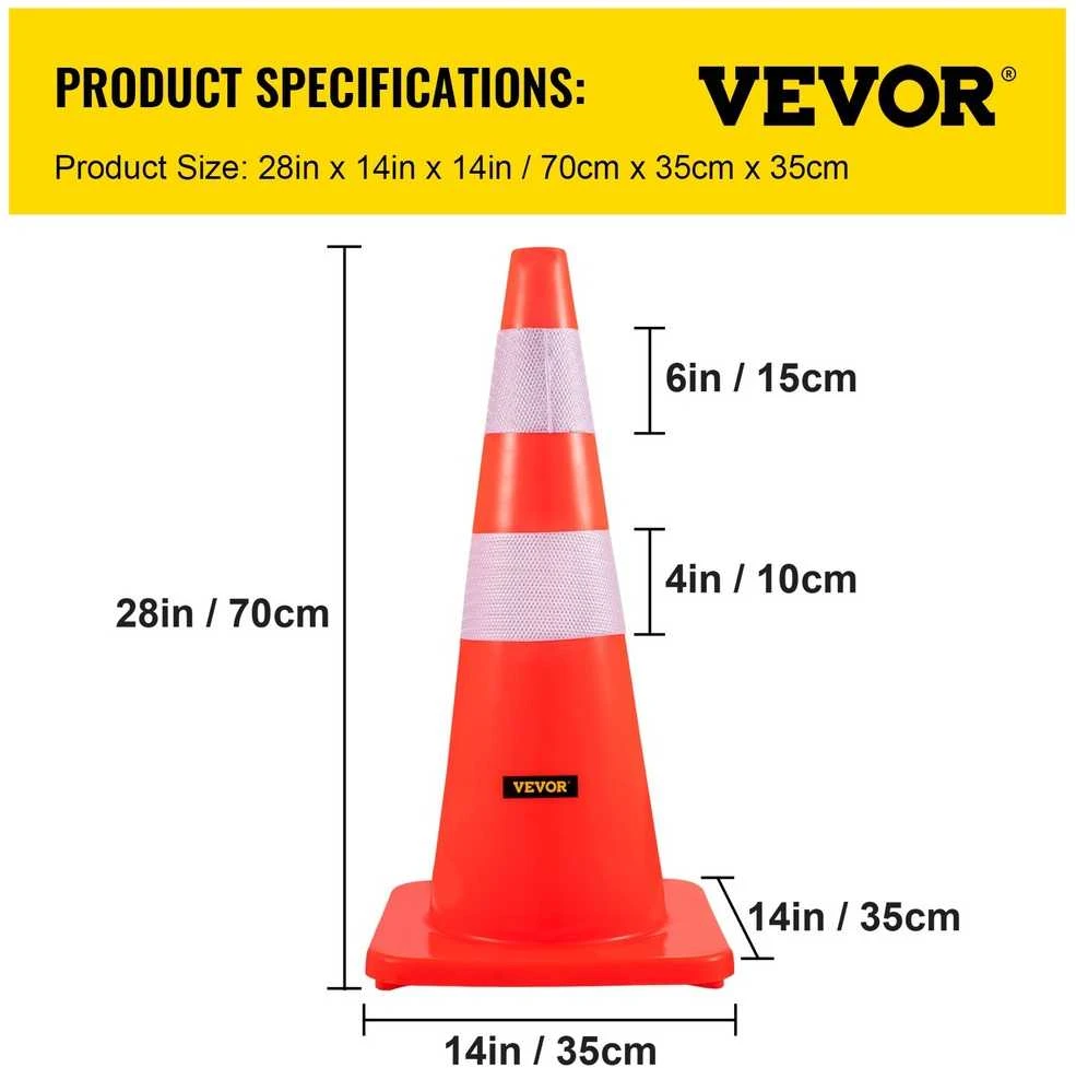 VEVOR Saugaus eismo kūgeliai, 73 cm, 12 vnt.