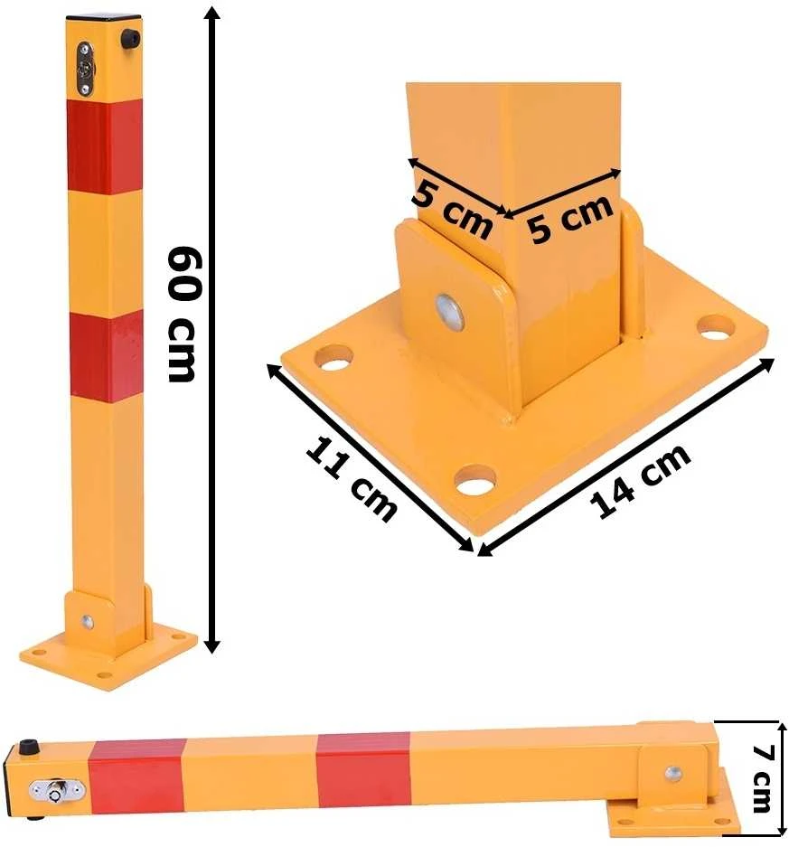 Apsauginis užtvaras 60 cm, sulankstomas, 3 raktai, plieno, parkavimo stulpelis, užraktas automobiliui