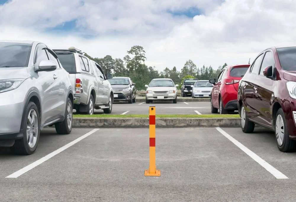 Apsauginis užtvaras 60 cm, sulankstomas, 3 raktai, plieno, parkavimo stulpelis, užraktas automobiliui