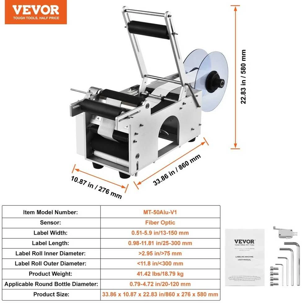VEVOR Pusiau automatinė etikečių klijavimo mašina