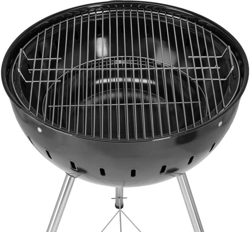 Toya Sa Poland Apvalus anglies grilis, lauko gaminimui, didelis kepimo paviršius, nešiojamas sodo grilis, juodas BBQ