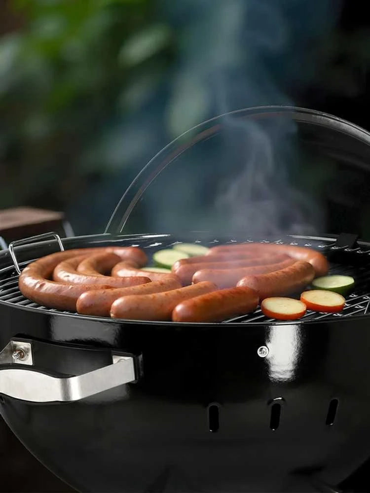 Toya Sa Poland Apvalus anglies grilis, lauko gaminimui, didelis kepimo paviršius, nešiojamas sodo grilis, juodas BBQ