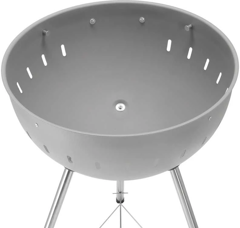 Toya Sa Poland Apvalus anglies grilis, lauko gaminimui, didelis 54 cm kepimo paviršius, nešiojamas sodo grilis, pilkas BBQ