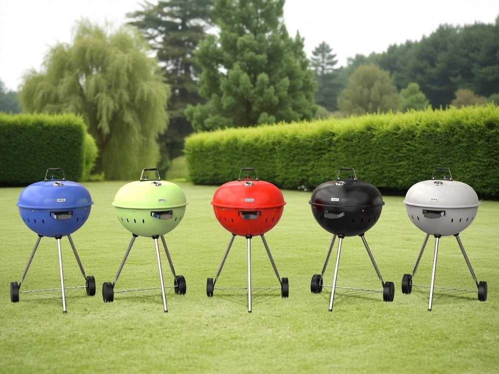 Toya Sa Poland Apvalus anglies grilis, lauko gaminimui, didelis kepimo paviršius, nešiojamas sodo grilis, juodas BBQ