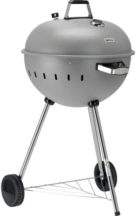 Toya Sa Poland Apvalus anglies grilis, lauko gaminimui, didelis 54 cm kepimo paviršius, nešiojamas sodo grilis, pilkas BBQ