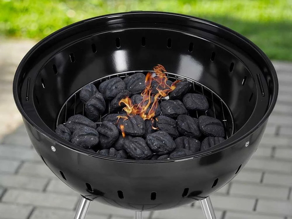 Toya Sa Poland Apvalus anglies grilis, lauko gaminimui, didelis kepimo paviršius, nešiojamas sodo grilis, juodas BBQ