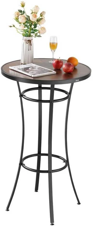 Apvalus baro stalas 60 cm, bistro stalas, terasos valgomasis stalas, aukštas baro stalas, stalas mažoms erdvėms