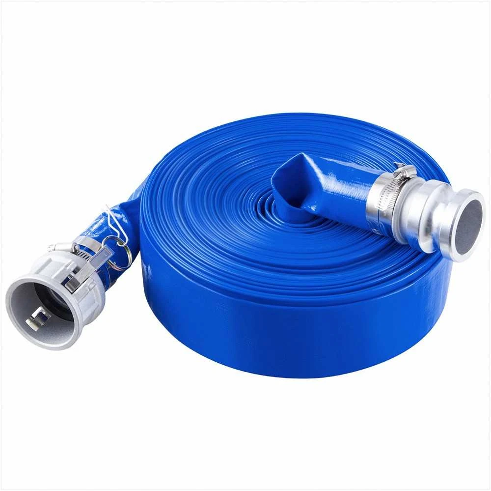 Atbulinio plovimo žarna nuotekų valymui ir vandens transportavimui, aukštos kokybės PVC su spaustukais ir jungtimis, 50.80 mm x 30.48 m, mėlyna žemės ūkio žarna, laistymo įranga