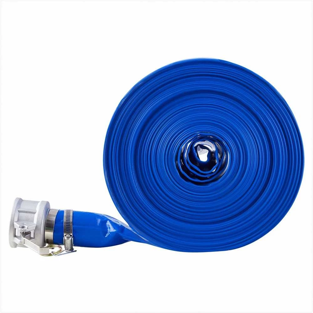 Atbulinio plovimo žarna nuotekų valymui ir vandens transportavimui, aukštos kokybės PVC su spaustukais ir jungtimis, 50.80 mm x 30.48 m, mėlyna žemės ūkio žarna, laistymo įranga