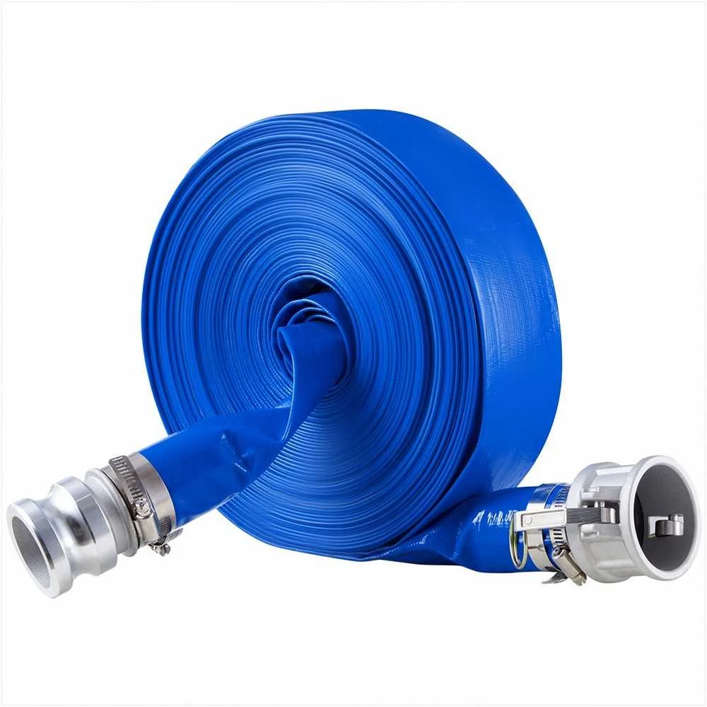 Atbulinio plovimo žarna nuotekų valymui ir vandens transportavimui, aukštos kokybės PVC su spaustukais ir jungtimis, 50.80 mm x 30.48 m, mėlyna žemės ūkio žarna, laistymo įranga