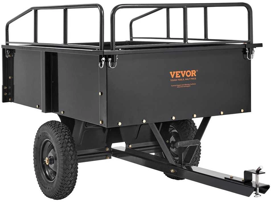 ATV priekaba savivartė, 750 lbs / 340 kg, 0.42 m³, nuimamais bortais, sodo, traktoriaus